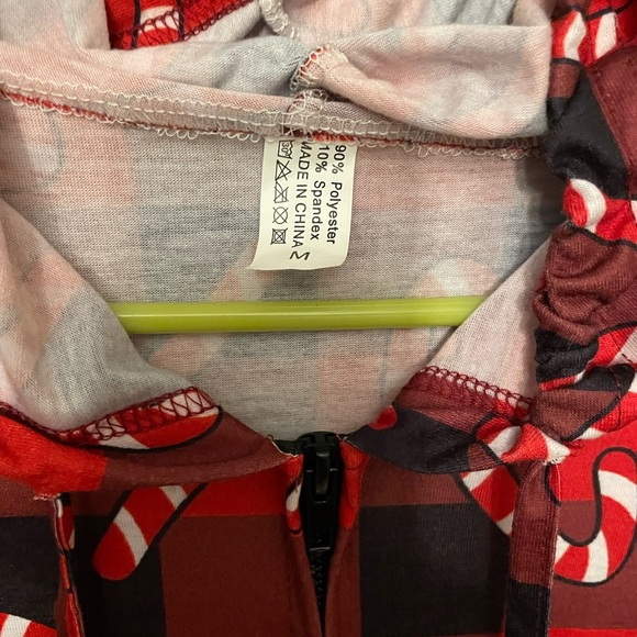 Christmas candy cane pj with hood - Picture 3 of 3